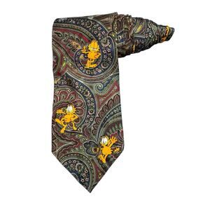 Paws Addiction Garfield Paisley Cartoon Vintage Novelty Necktie 100% Silk